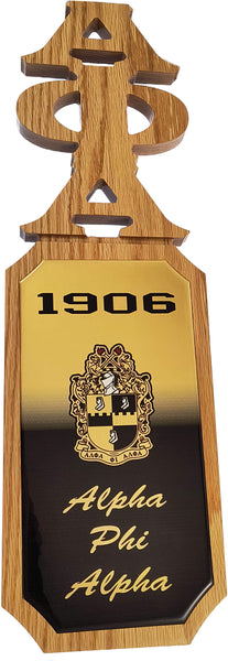 Alpha Phi Alpha Group Letters Domed Wood Wall Hanger [Brown]