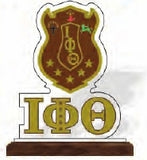 Iota Phi Theta Acrylic Desktop Crest With Wooden Base [Brown]
