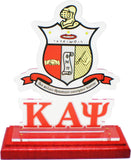 Kappa Alpha Psi Acrylic Desktop Crest With Wooden Base [Red]