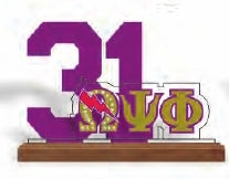 Omega Psi Phi Acrylic Desktop Line #31 With Wooden Base [Brown]