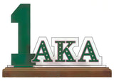 Alpha Kappa Alpha Acrylic Desktop Line #1 With Wooden Base [Brown]