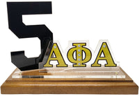 Alpha Phi Alpha Acrylic Desktop Line #5 With Wooden Base [Brown]