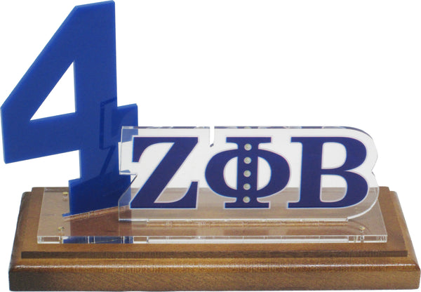 Zeta Phi Beta Acrylic Desktop Line #4 With Wooden Base [Brown]