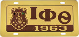 Iota Phi Theta Domed Crest Tag License Plate [Gold]