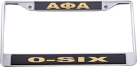 Alpha Phi Alpha O-Six Domed Call Tag License Plate Frame [Silver]