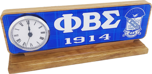 Phi Beta Sigma Wood Desk Top Clock [Brown]