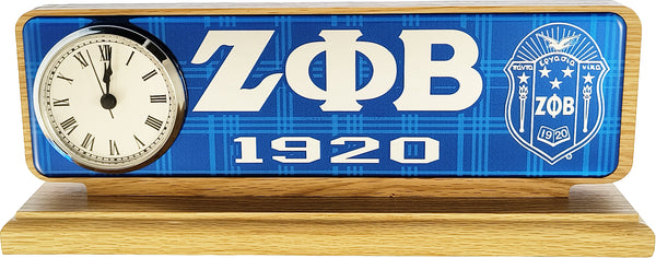 Zeta Phi Beta Wood Desk Top Clock [Brown]