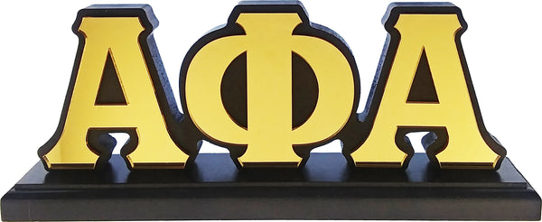 Alpha Phi Alpha Wood Desk Top Letters With Color Base [Black]