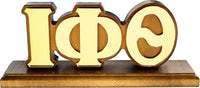 Iota Phi Theta Wood Desk Top Letters With Color Base [Brown]