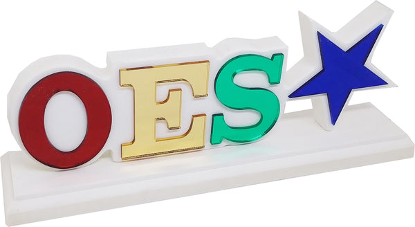 Eastern Star Wood Desk Top Letters With Color Base [White]