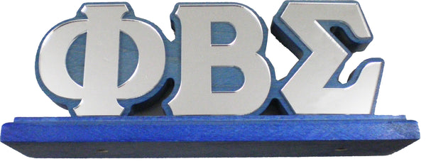 Phi Beta Sigma Wood Desk Top Letters With Color Base [Blue]