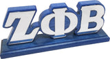 Zeta Phi Beta Wood Desk Top Letters With Color Base [Blue]