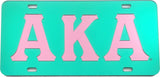Alpha Kappa Alpha Inlaid Color Mirror License Plate [Green/Pink]