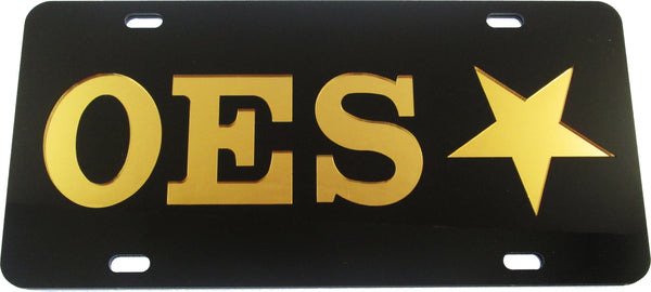 Eastern Star Inlaid Color Mirror License Plate [Black/Gold]