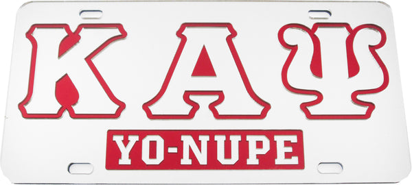 Kappa Alpha Psi Yo-Nupe Mirror Insert Tag License Plate [Silver]