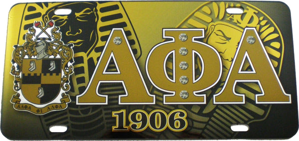 Alpha Phi Alpha Printed Crest License Plate [Black]