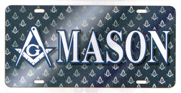 Mason Printed Crest License Plate [Black]