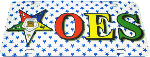 Eastern Star Printed Crest License Plate [White]