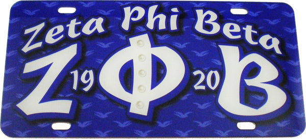 Zeta Phi Beta Printed Founder License Plate [Blue]