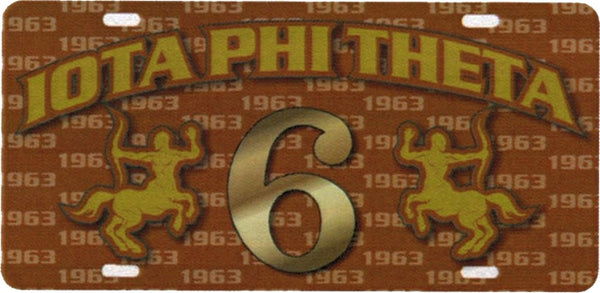 Iota Phi Theta Printed Line #6 License Plate [Brown]
