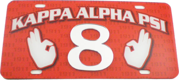 Kappa Alpha Psi Printed Line #8 License Plate [Red]