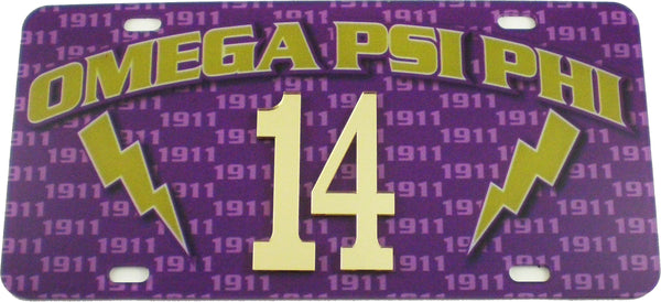 Omega Psi Phi Printed Line #14 License Plate [Purple]
