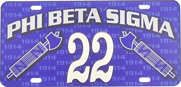 Phi Beta Sigma Printed Line #22 License Plate [Blue]
