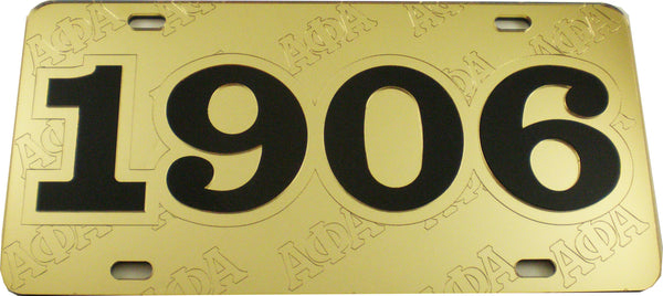 Alpha Phi Alpha 1906 Founder Satin Background Tag License Plate [Gold]