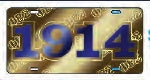 Phi Beta Sigma 1914 Founder Satin Background Tag License Plate [Gold]