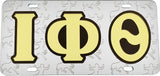 Iota Phi Theta Centaur Symbol Satin Background Tag License Plate [Silver]