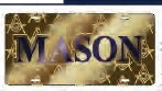 Mason Symbol Satin Background Tag License Plate [Gold]