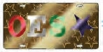 Eastern Star Symbol Satin Background Tag License Plate [Gold]