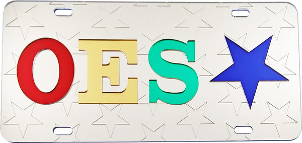 Eastern Star Symbol Satin Background Tag License Plate [Silver]