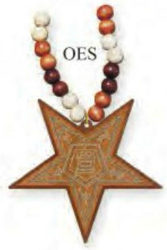 Eastern Star Wood Bead Tiki Crest Laser Engraved Medallion [Brown]