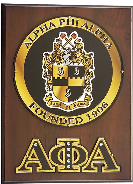 Alpha Phi Alpha Circle Crest Acrylic Topped Wood Wall Plaque [Brown]