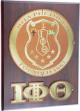 Iota Phi Theta Circle Crest Acrylic Topped Wood Wall Plaque [Brown]