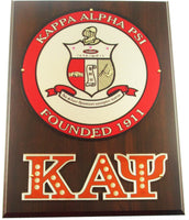 Kappa Alpha Psi Circle Crest Acrylic Topped Wood Wall Plaque [Brown]