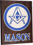 Mason Circle Crest Acrylic Topped Wood Wall Plaque [Brown]