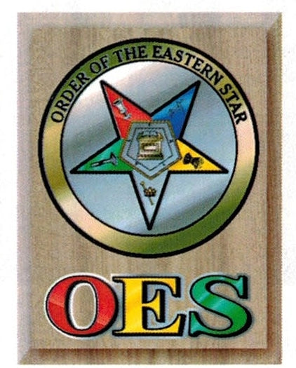 Eastern Star Circle Crest Acrylic Topped Wood Wall Plaque [Brown]