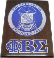 Phi Beta Sigma Circle Crest Acrylic Topped Wood Wall Plaque [Brown]