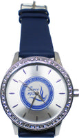 Zeta Phi Beta Seal Leather Band Watch [Blue]