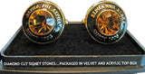 Alpha Phi Alpha Topaz Stone Signet Cuff Links [Gold]