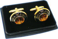 Alpha Phi Alpha Topaz Stone Signet Cuff Links [Gold]