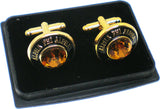 Alpha Phi Alpha Topaz Stone Signet Cuff Links [Gold]
