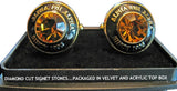 Alpha Phi Alpha Topaz Stone Signet Cuff Links [Gold]