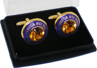 Omega Psi Phi Topaz Stone Signet Cuff Links [Gold]