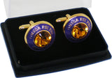Omega Psi Phi Topaz Stone Signet Cuff Links [Gold]