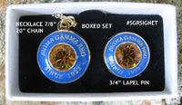 Sigma Gamma Rho Topaz Stone Signet Lapel Pin And Necklace Set [Gold]