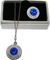 Zeta Phi Beta Topaz Stone Signet Lapel Pin And Necklace Set [Silver]