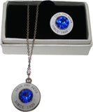 Zeta Phi Beta Topaz Stone Signet Lapel Pin And Necklace Set [Silver]